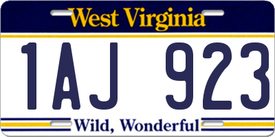 WV license plate 1AJ923
