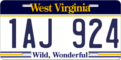 WV license plate 1AJ924