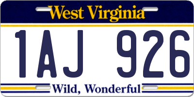 WV license plate 1AJ926