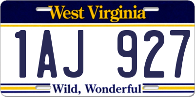 WV license plate 1AJ927