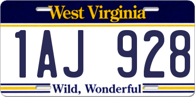 WV license plate 1AJ928