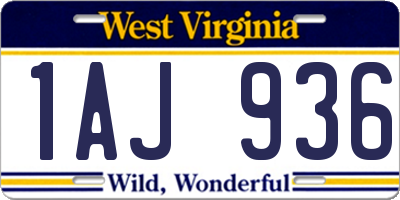 WV license plate 1AJ936