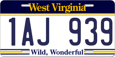 WV license plate 1AJ939