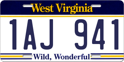 WV license plate 1AJ941
