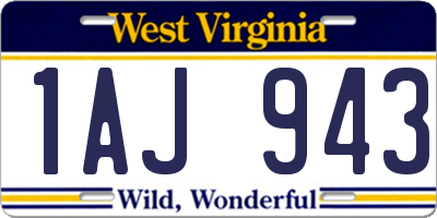 WV license plate 1AJ943