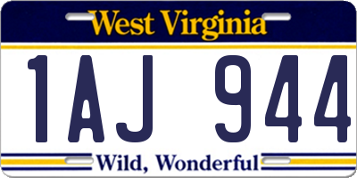 WV license plate 1AJ944