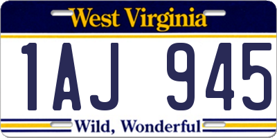 WV license plate 1AJ945