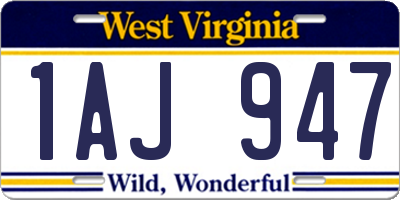 WV license plate 1AJ947