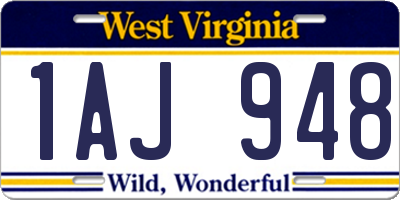 WV license plate 1AJ948
