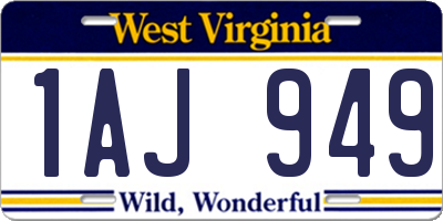 WV license plate 1AJ949