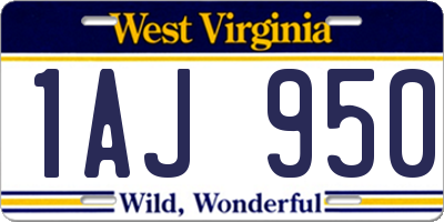 WV license plate 1AJ950