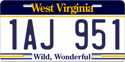 WV license plate 1AJ951