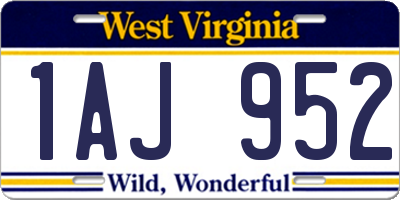 WV license plate 1AJ952
