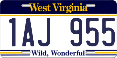 WV license plate 1AJ955