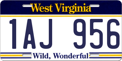 WV license plate 1AJ956