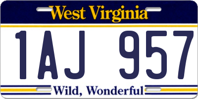 WV license plate 1AJ957