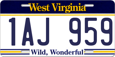 WV license plate 1AJ959