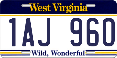 WV license plate 1AJ960