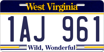 WV license plate 1AJ961