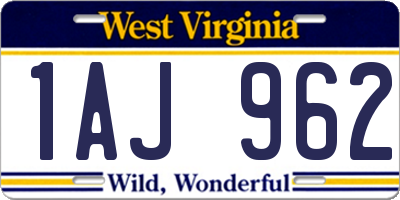 WV license plate 1AJ962