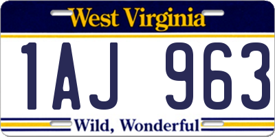 WV license plate 1AJ963
