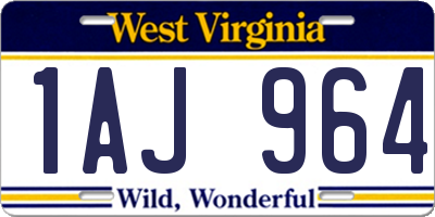 WV license plate 1AJ964