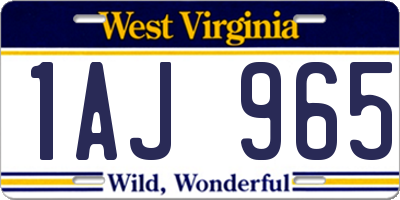 WV license plate 1AJ965
