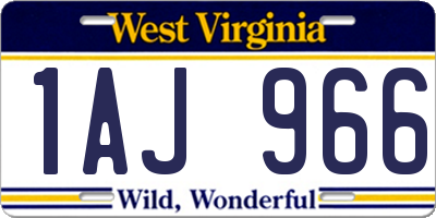 WV license plate 1AJ966