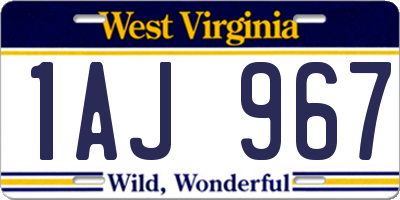 WV license plate 1AJ967