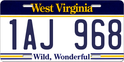 WV license plate 1AJ968