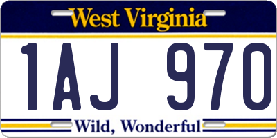 WV license plate 1AJ970