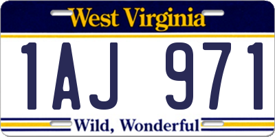 WV license plate 1AJ971