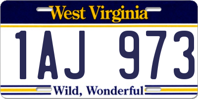 WV license plate 1AJ973