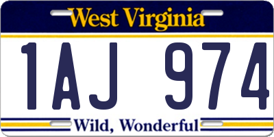 WV license plate 1AJ974