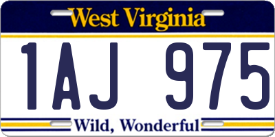 WV license plate 1AJ975