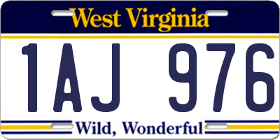 WV license plate 1AJ976