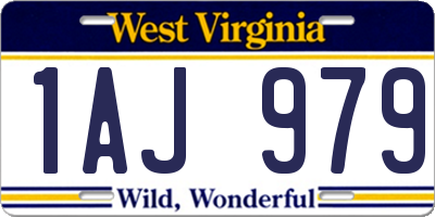WV license plate 1AJ979