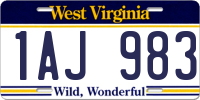WV license plate 1AJ983