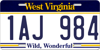 WV license plate 1AJ984