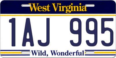 WV license plate 1AJ995