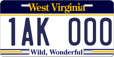 WV license plate 1AK000