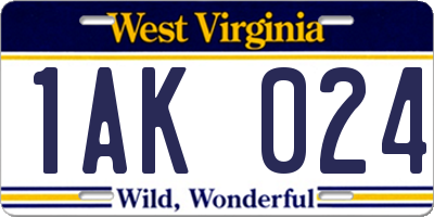 WV license plate 1AK024