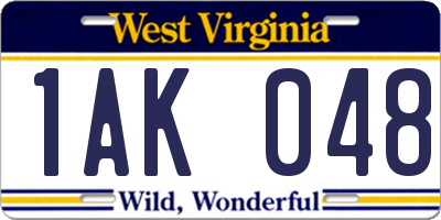 WV license plate 1AK048