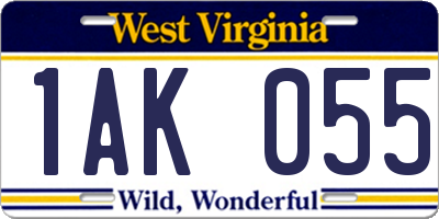 WV license plate 1AK055