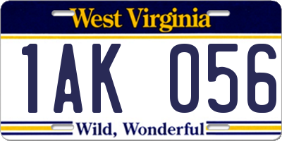 WV license plate 1AK056