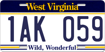 WV license plate 1AK059