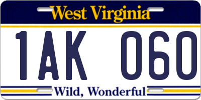 WV license plate 1AK060