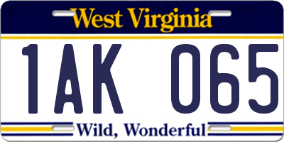 WV license plate 1AK065