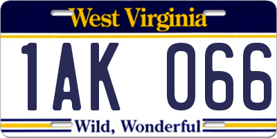 WV license plate 1AK066