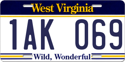 WV license plate 1AK069